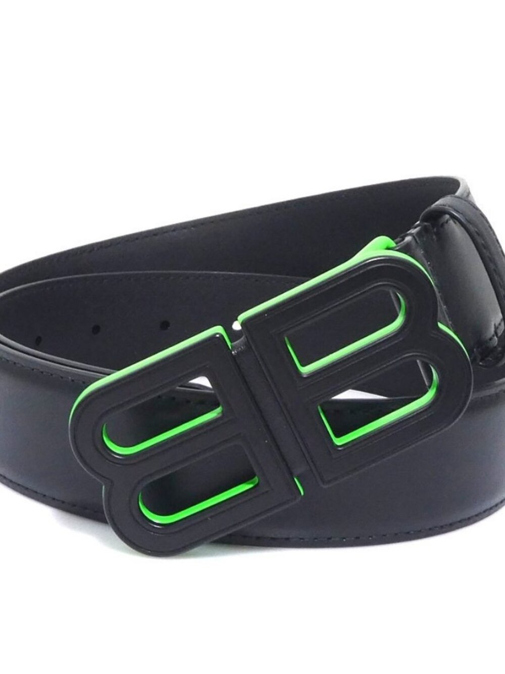 BALENCIAGA Belt Black/Neon Green Leather/Metal